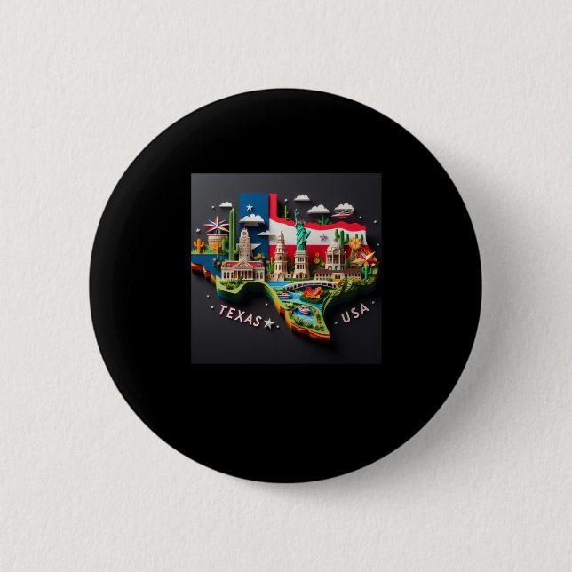 Der Texas-Staat in den USA Button (Vorderseite)