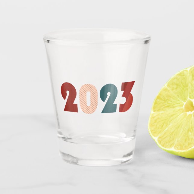 Der Text für das neue Jahr 2023 Schnapsglas (Vorderseite)