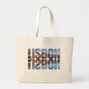 Der Text von Lissabon setzt die alte Stadtsicht mi Jumbo Stoffbeutel