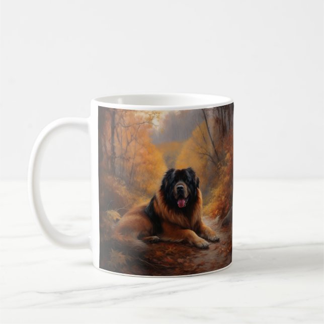 Der tibetische Mastiff im Herbst Inspiriere Kaffeetasse (Links)