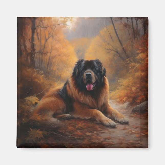 Der tibetische Mastiff im Herbst Inspiriere Magnet (Vorne)