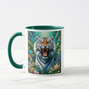 Der Tiger rutscht mitten im Dschungel. Tasse