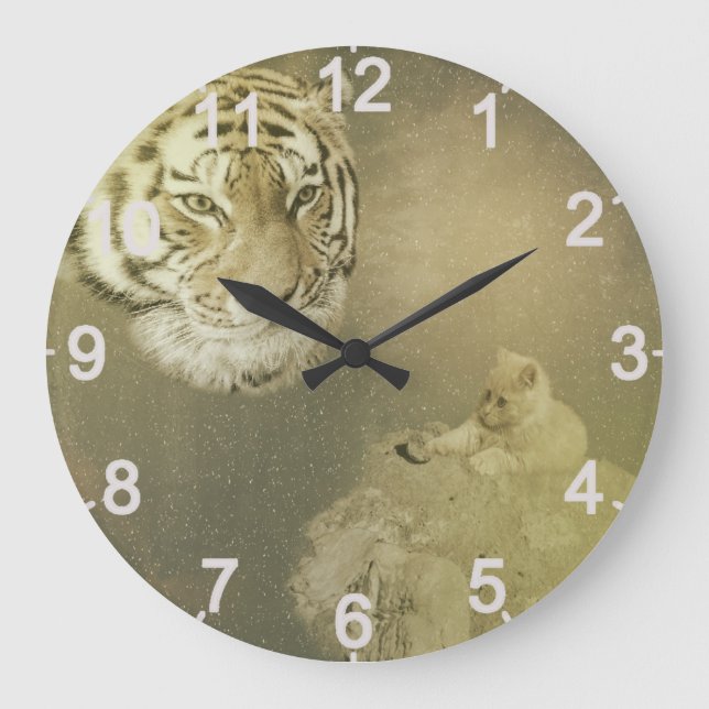 Der Tiger und die Kätzchen, die große Wall-Uhr Große Wanduhr (Vorderseite)