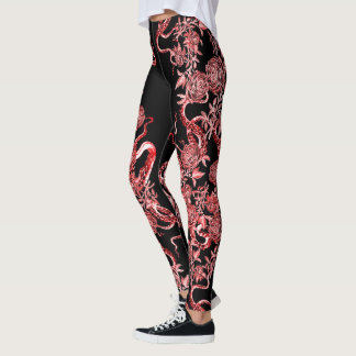 Der Tintenfisch und die Rose Rot und Schwarz Leggings
