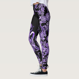 Der Tintenfisch und die Rose Royal Lila & Black Leggings