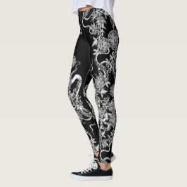 Der Tintenfisch und die Rose Schwarz-Weiß-Leggings Leggings