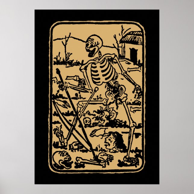 Der Tod - alte indische/asiatische Tarot-Karte Poster (Vorne)