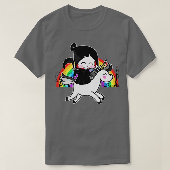 Der Tod ist ein magischer Einhorn, grimmiger Sense T-Shirt (Design vorne)