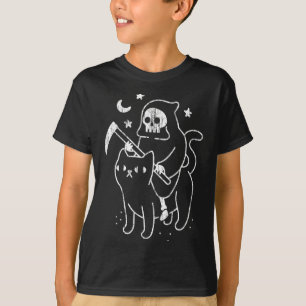 Der Tod reitet ein katzenlustiges Halloween-Kostüm T-Shirt