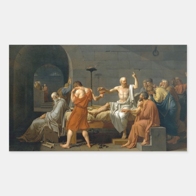 Der Tod von Sokrates durch Jacques-Louis David Rechteckiger Aufkleber (Vorderseite)