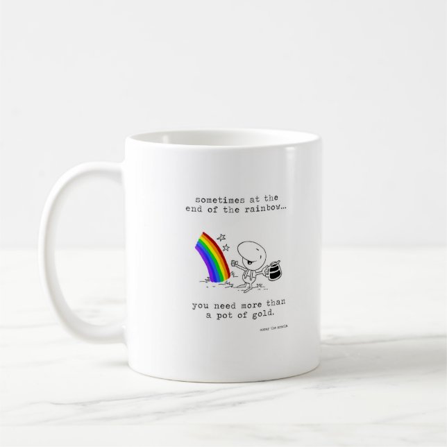 Der Topf am Ende der Regenbogen-Kaffee-Tasse Tasse (Links)