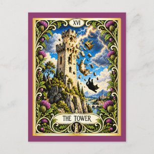 Der Tower Cat Tarot - Umsturz und Offenbarung Postkarte