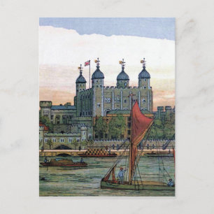 "Der Tower von London" Vintage Illustration Postkarte
