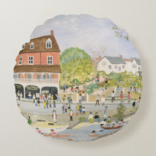 Der Towpath Walton-auf-Themse Rundes Kissen (Vorderseite)