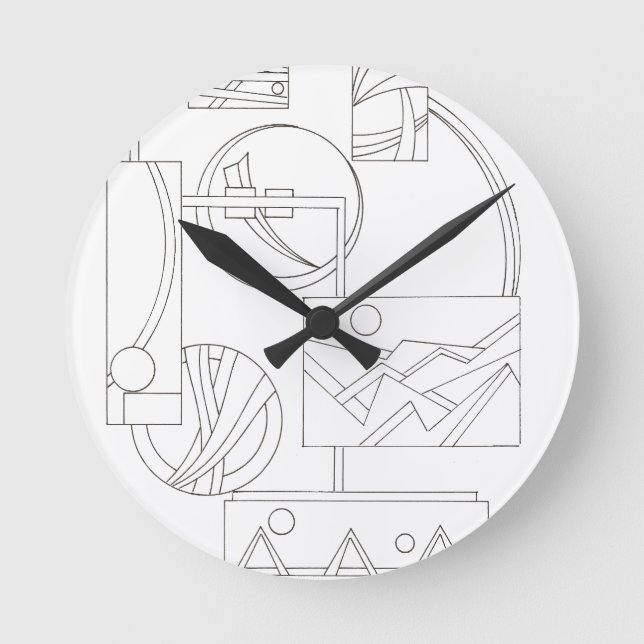 Der Traum des Architekten Drei-Modernes Bauhaus Ge Runde Wanduhr (Vorderseite)