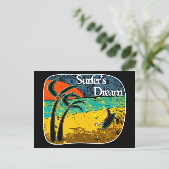 Der Traum eines Surfers Postkarte (Stehend Vorderseite)