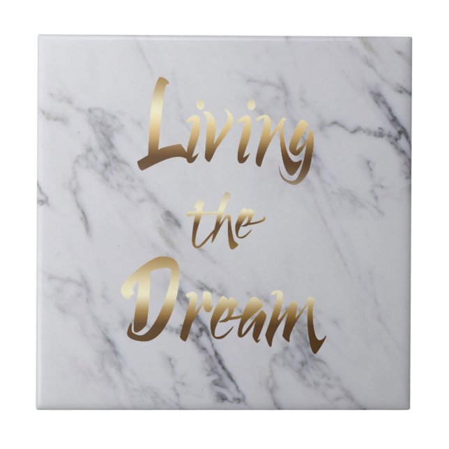 Der Traum Inspiriere Goldtypografie Fliese (Vorderseite)