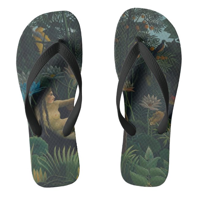 Der Traum (Le Reve Exotique) von Henri Rousseau Flip Flops (Fußbett)