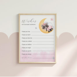 Der Traum über dem Mond Raccoon wünscht sich ein B