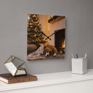 Der Traum vom Weihnachtsmann Quadratische Wanduhr