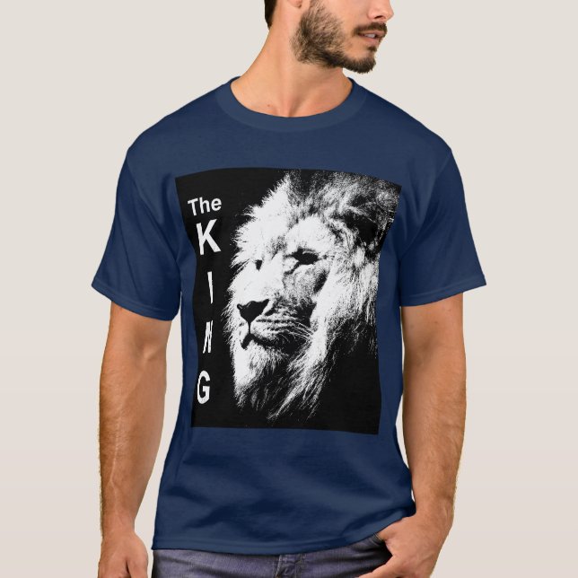 Der trendy The King Modern Pop Art Lion Head Men's T-Shirt (Vorderseite)