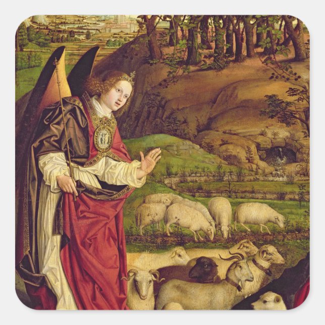 Der Triptychon Moses und der brennende Bush Quadratischer Aufkleber (Vorderseite)