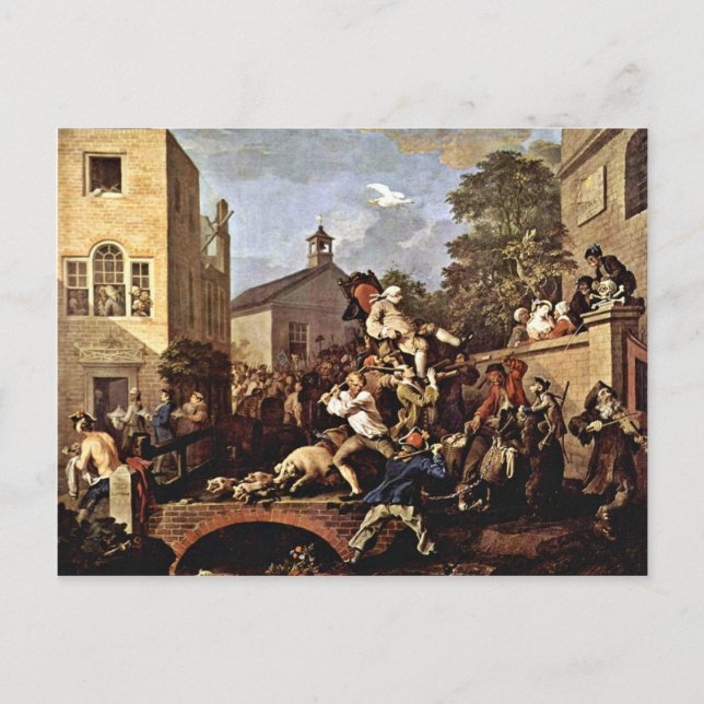 Der Triumph der Mitglieder von Hogarth William Postkarte (Vorderseite)