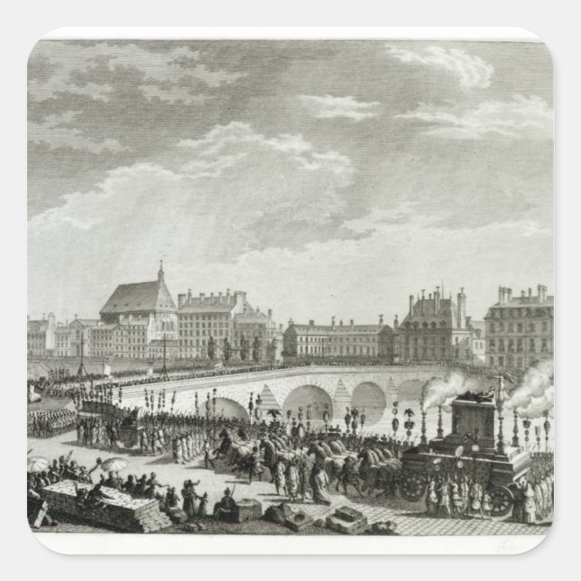 Der Triumph von Voltaire Quadratischer Aufkleber (Vorderseite)