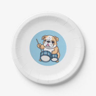 Der trommelnde Bulldog-Beats und Bulldog-Grooves  Pappteller