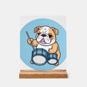 Der trommelnde Bulldogge-Beats und Bulldog-Grooves Acrylschild