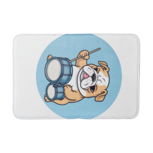Der trommelnde Bulldogge-Beats und Bulldog-Grooves Badematte