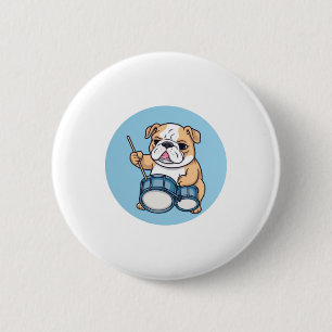 Der trommelnde Bulldogge-Beats und Bulldog-Grooves Button