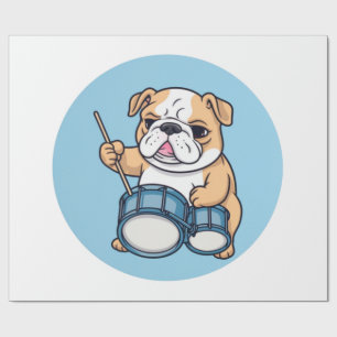Der trommelnde Bulldogge-Beats und Bulldog-Grooves Geschenkpapier