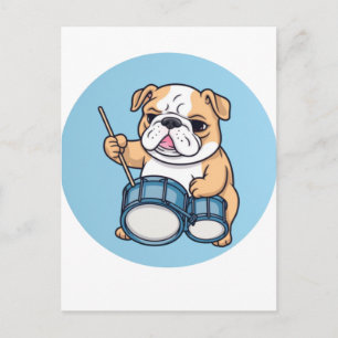 Der trommelnde Bulldogge-Beats und Bulldog-Grooves Postkarte