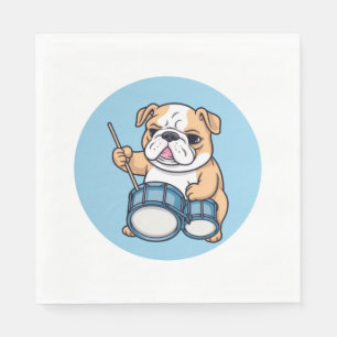 Der trommelnde Bulldogge-Beats und Bulldog-Grooves Serviette