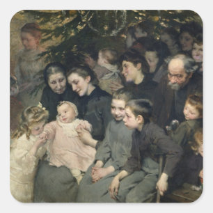 Der Tropfen von Milch Bellevilles Quadratischer Aufkleber