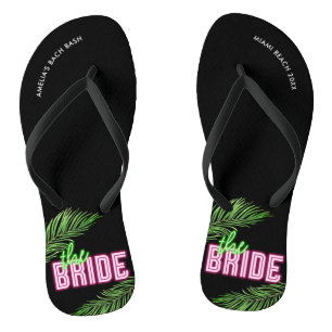 Der tropische Bach der Braut Grün und Rosa Flip Flops