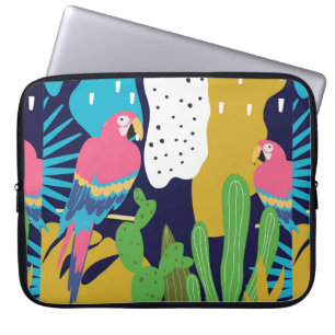 Der tropische Dschungel verlasse mit Papageien. Su Laptopschutzhülle