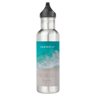 Der tropische Sandstrand ist personalisiert für da Edelstahlflasche