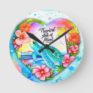 Der tropische Staat der Meeresschildkröte Runde Wanduhr