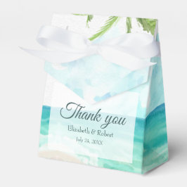 Der tropische Strand mit seinen Palmen und der Hoc Geschenkschachtel