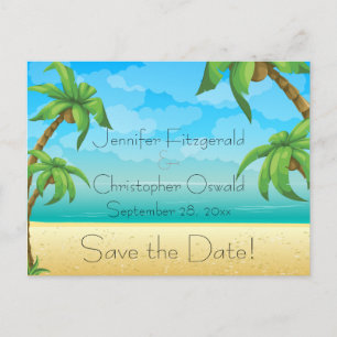 Der tropische Strand und die Palmen Save the Date Ankündigungspostkarte