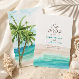 Der tropische Strand von Aquarell Save the Date