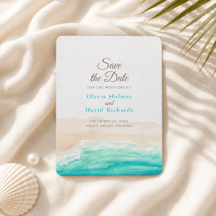 Der tropische Strand von Aquarell Save the Date Magnet