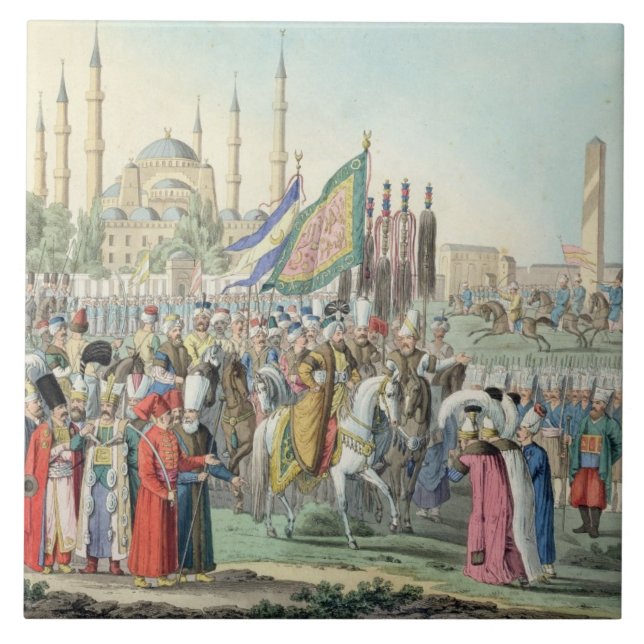 Der türkische Sultan, der seine Janissaries Fliese (Vorderseite)
