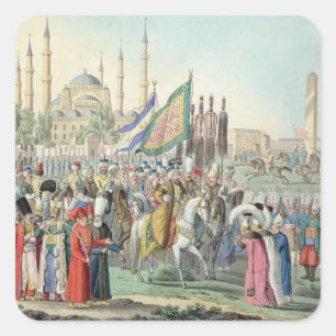 Der türkische Sultan, der seine Janissaries Quadratischer Aufkleber