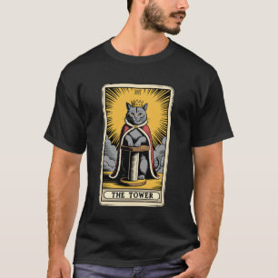 Der Turm Tarotkarte Mystische Katz kratzpfosten Tr T-Shirt