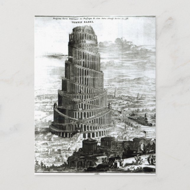 Der Turm von Babel, 1679 Postkarte (Vorderseite)