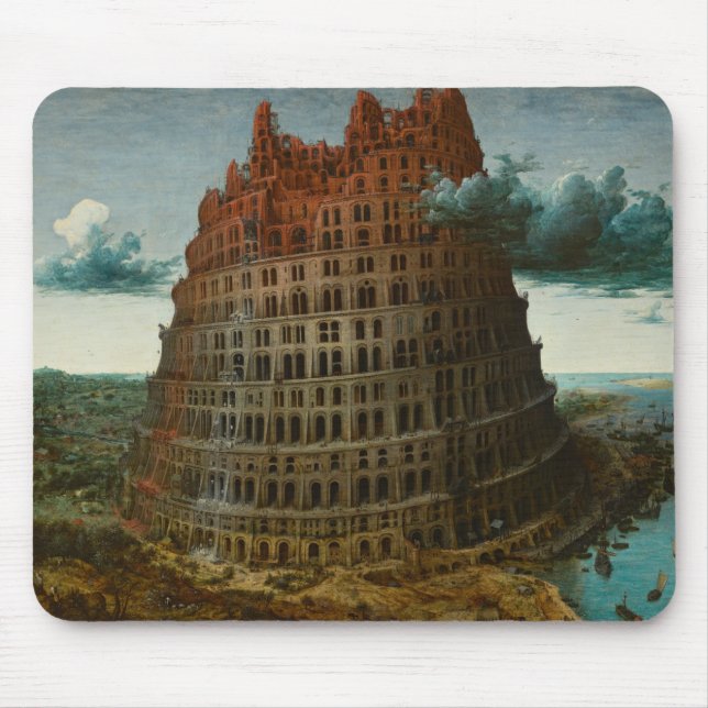 Der Turm von Babel (von Pieter Bruegel dem Älteren Mousepad (Vorne)