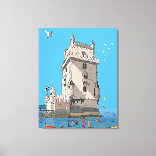 Der Turm von St. Vincent Lissabon - Portugal Illus Leinwanddruck (Vorderseite)